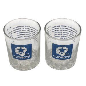 Vintage Dallas Cowboys NFL Whiskey Glasses Championship Text Star Logo 1965-70
